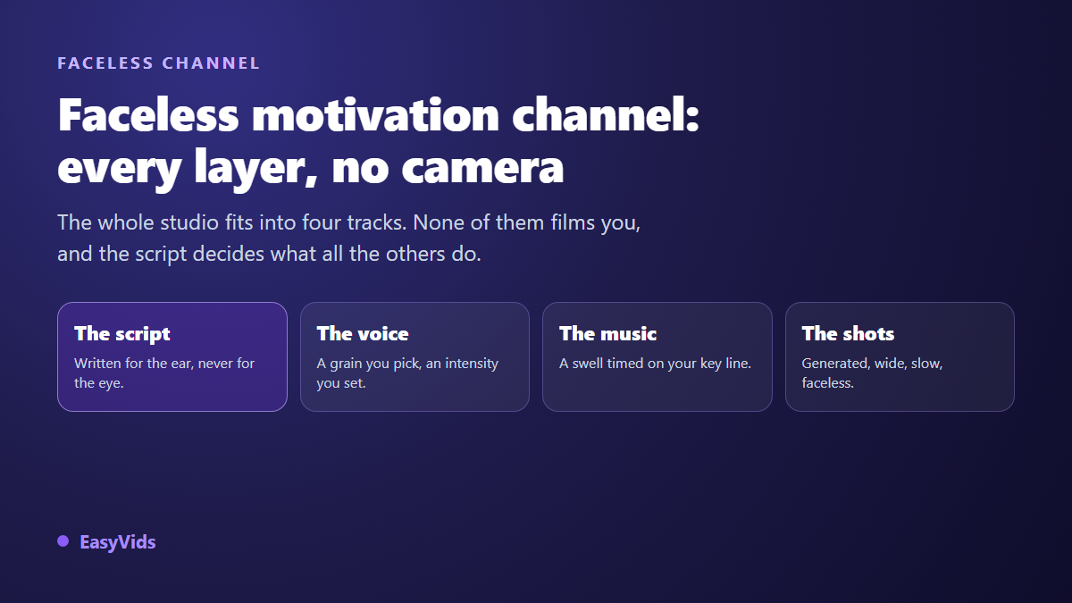 Faceless Motivation Channel: AI Speeches, Music and Visuals Without a Camera