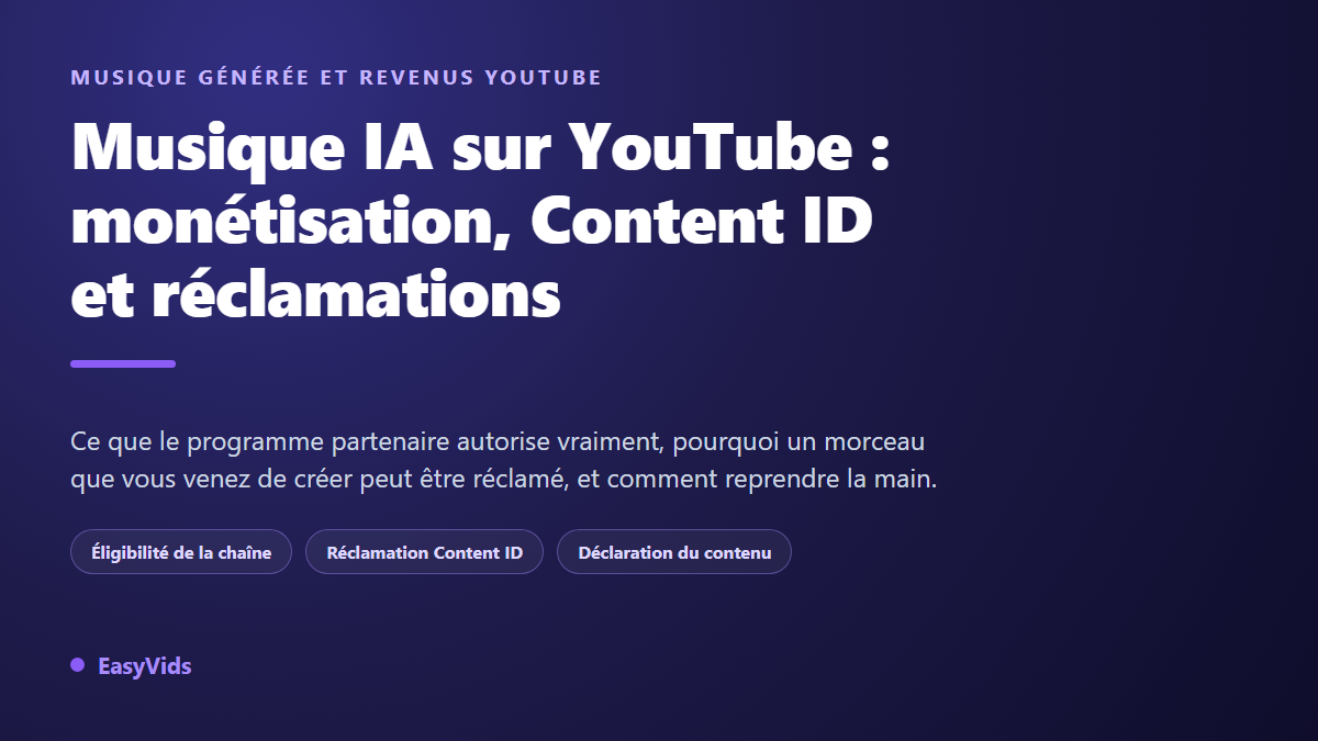 Musique IA sur YouTube : monétisation, Content ID et réclamations expliquées simplement