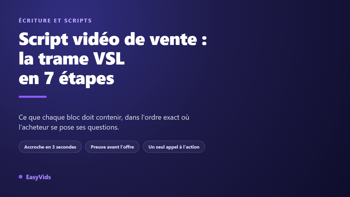 Script vidéo de vente : la trame VSL en 7 étapes qui fait acheter
