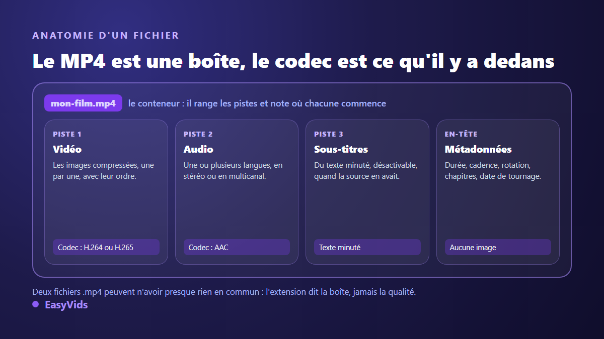 Anatomie d'un fichier MP4 : le conteneur et ses pistes vidéo, audio, sous-titres et métadonnées