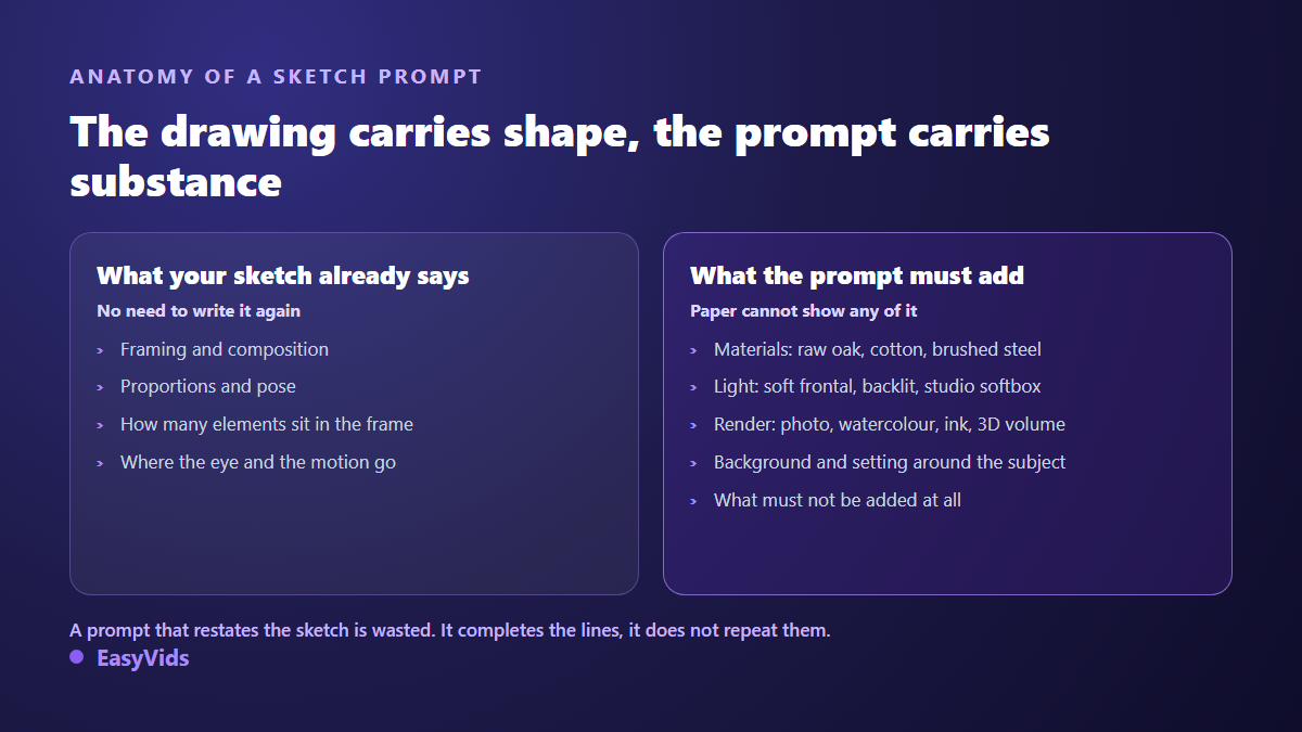How the work splits between the sketch and the prompt in a sketch to image AI conversion