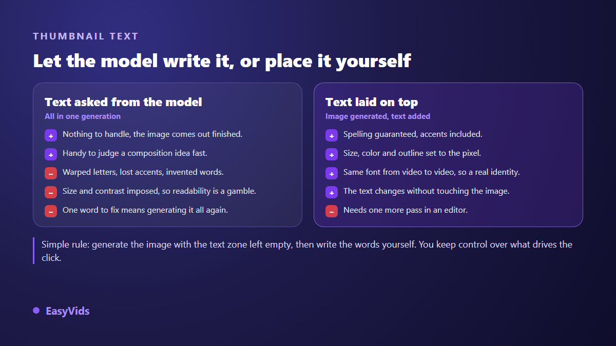 Thumbnail text generated by the model compared with text added by hand in an editor