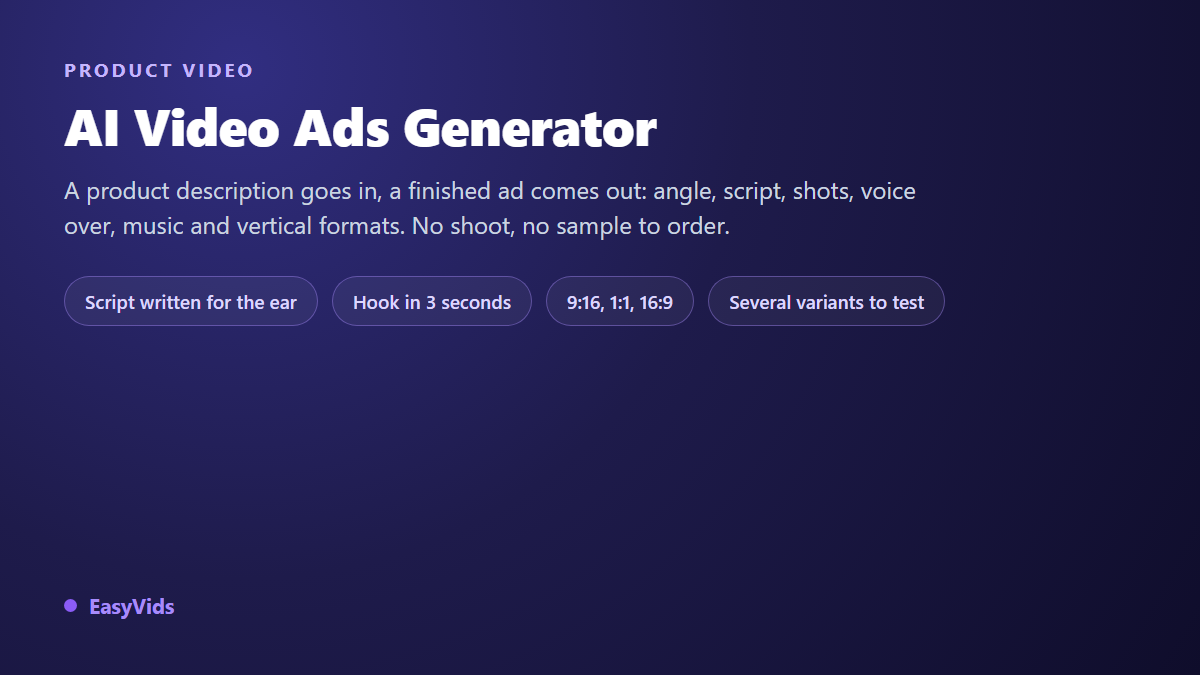 AI Video Ads Generator: A Complete Ad From a Simple Product Description