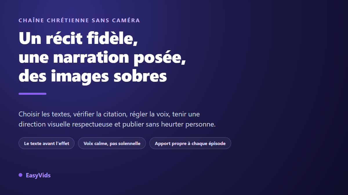 Chaîne YouTube chrétienne avec l'IA : récits, narration et visuels