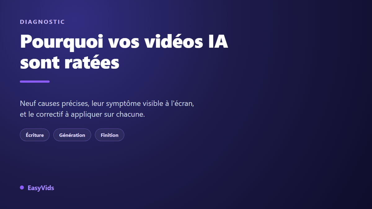 Pourquoi vos vidéos IA sont ratées : les 9 causes et comment les corriger