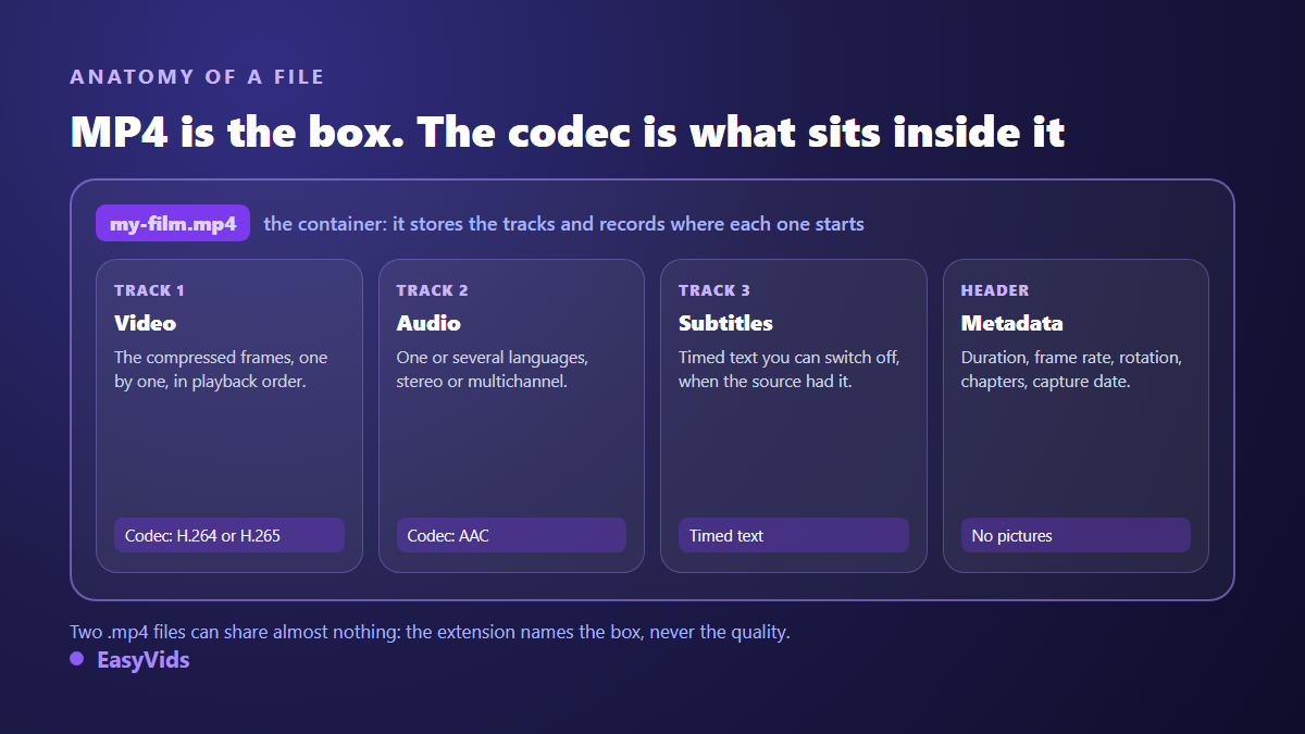 Anatomy of an MP4 file: the container with its video, audio, subtitle and metadata tracks