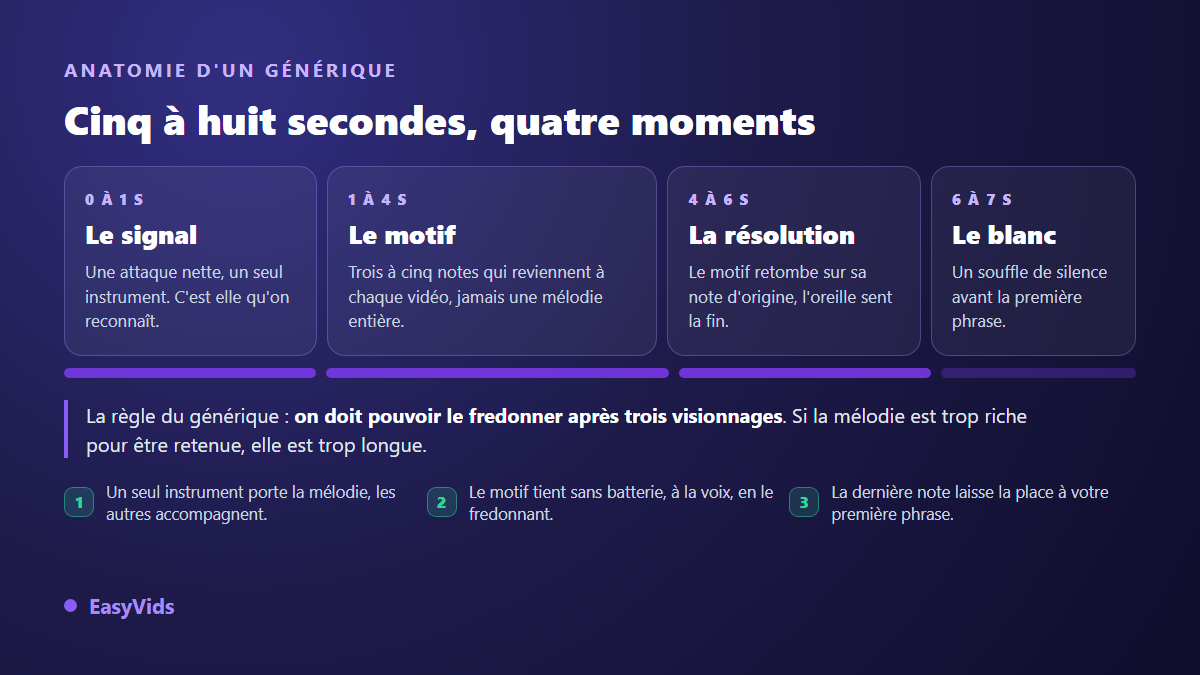 Anatomie d'un générique de chaîne YouTube : le signal, le motif, la résolution et le silence avant la voix