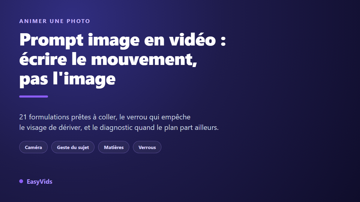 Prompt image en vidéo : 21 exemples pour animer vos photos exactement comme prévu