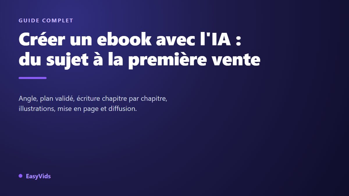 Créer un ebook avec l'IA : le guide complet, du sujet à la première vente