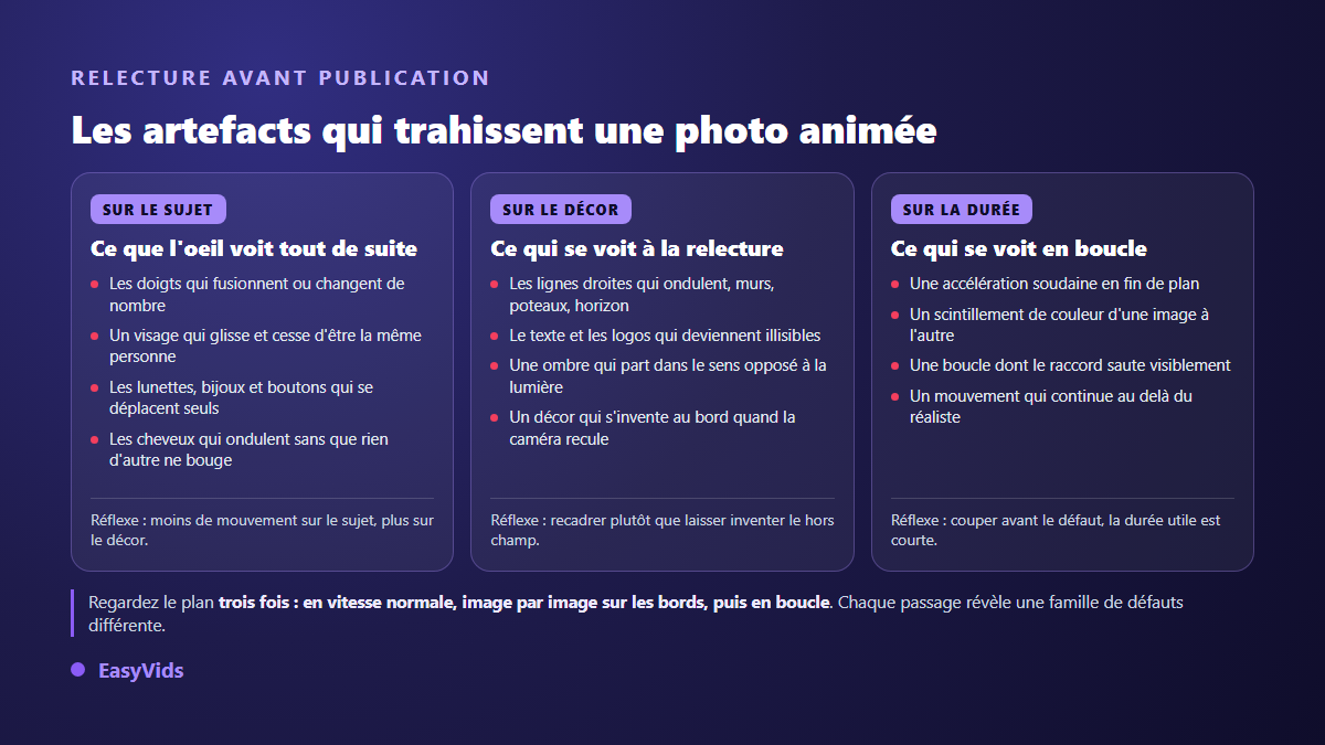Les artefacts fréquents d'une photo animée par IA sur les mains, les visages, les lignes droites et la boucle