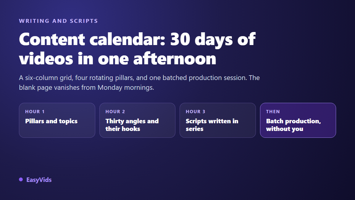 Content Calendar for Video: Plan 30 Days of Posts in One Afternoon (Free Template)