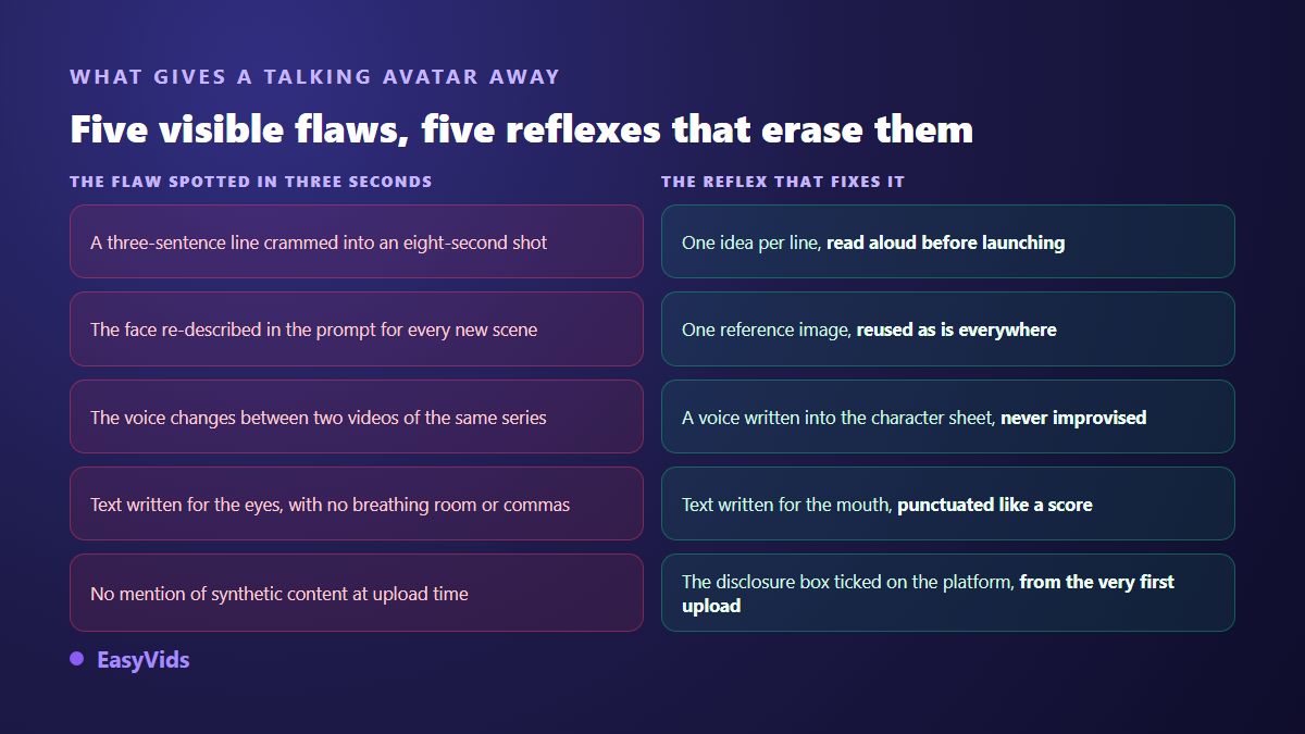 Five common talking avatar mistakes and the production habits that fix them