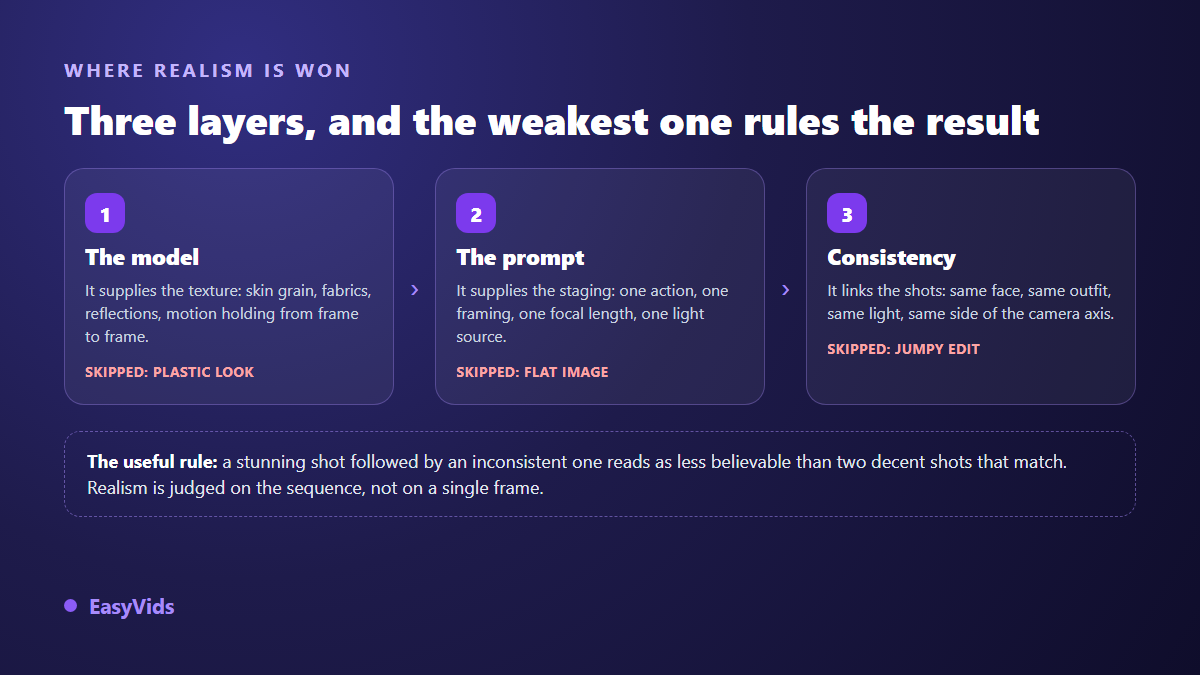 The three levels of realistic AI video: the model, the prompt and consistency between shots