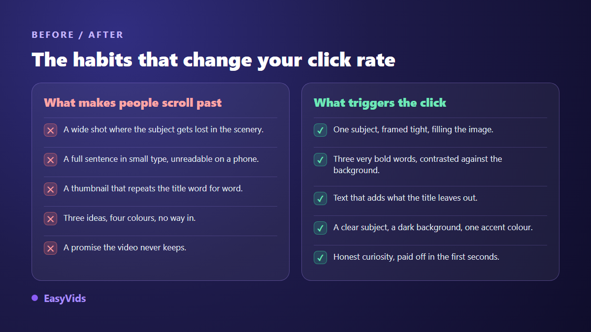 YouTube thumbnail mistakes compared with the habits that raise click through rate
