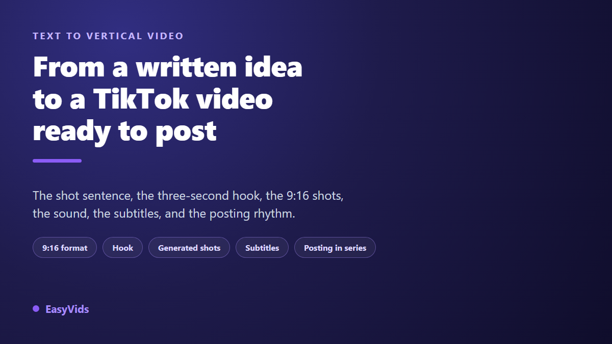 AI TikTok Video Generator: Turn a Written Idea Into a Ready to Post TikTok