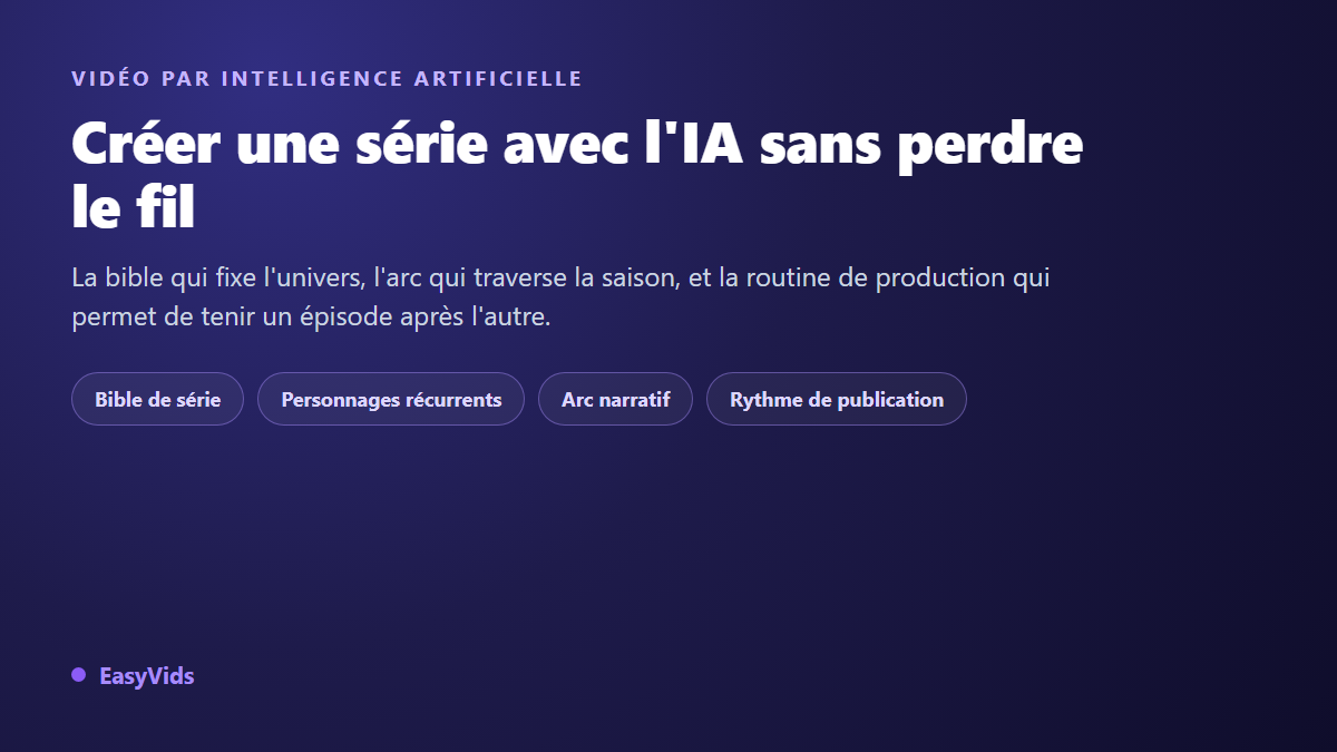 Créer une série avec l'IA : épisodes, personnages récurrents et fil narratif