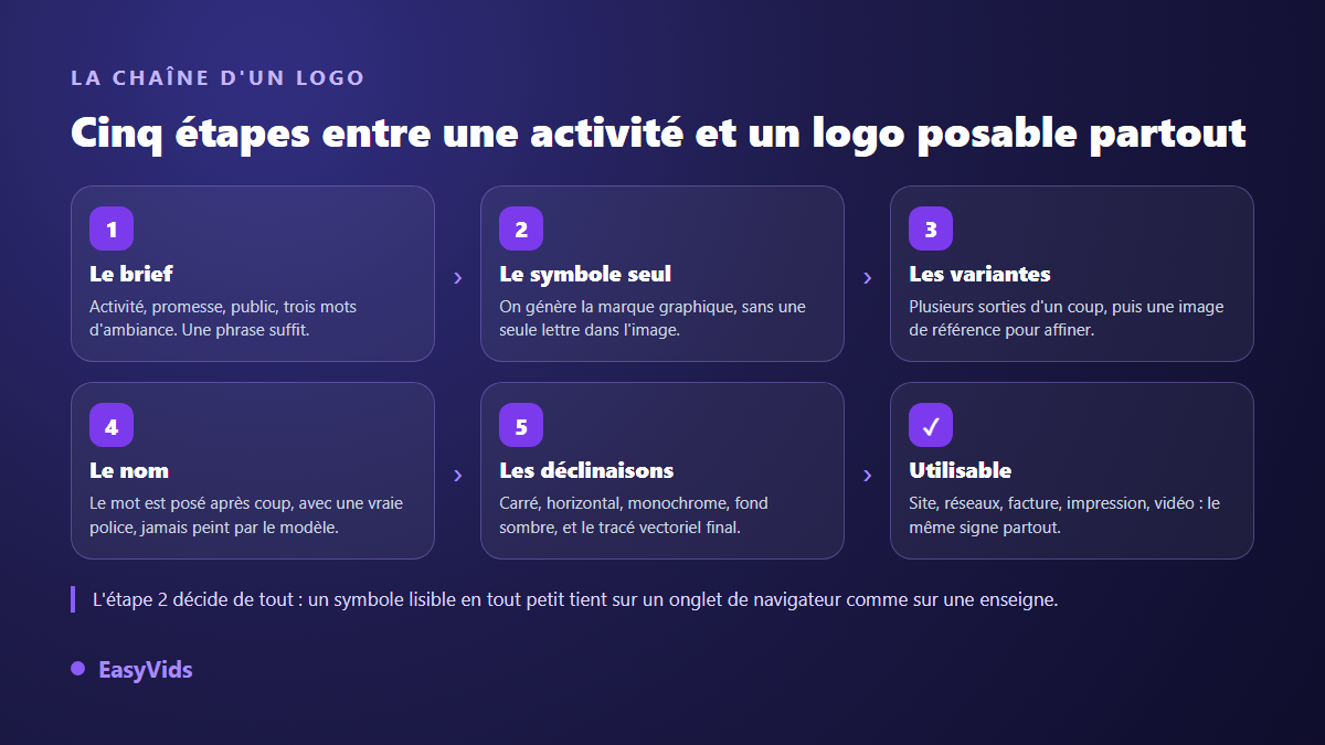 Les cinq étapes pour créer un logo avec l'IA, du brief au fichier vectoriel décliné