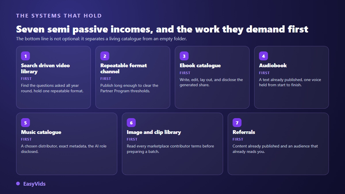The seven semi passive AI income systems and the work required before the first payout