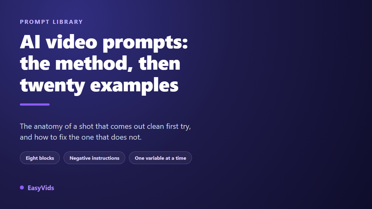 AI Video Prompts: The Method and 20 Examples That Actually Work