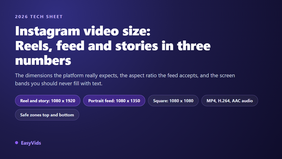 Instagram Video Size in 2026: Reels, Feed and Story Dimensions