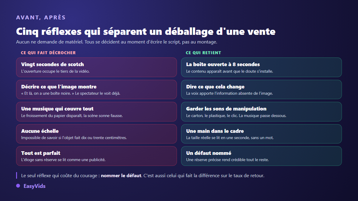 Comparaison des erreurs fréquentes en vidéo de déballage et des réflexes qui retiennent le spectateur