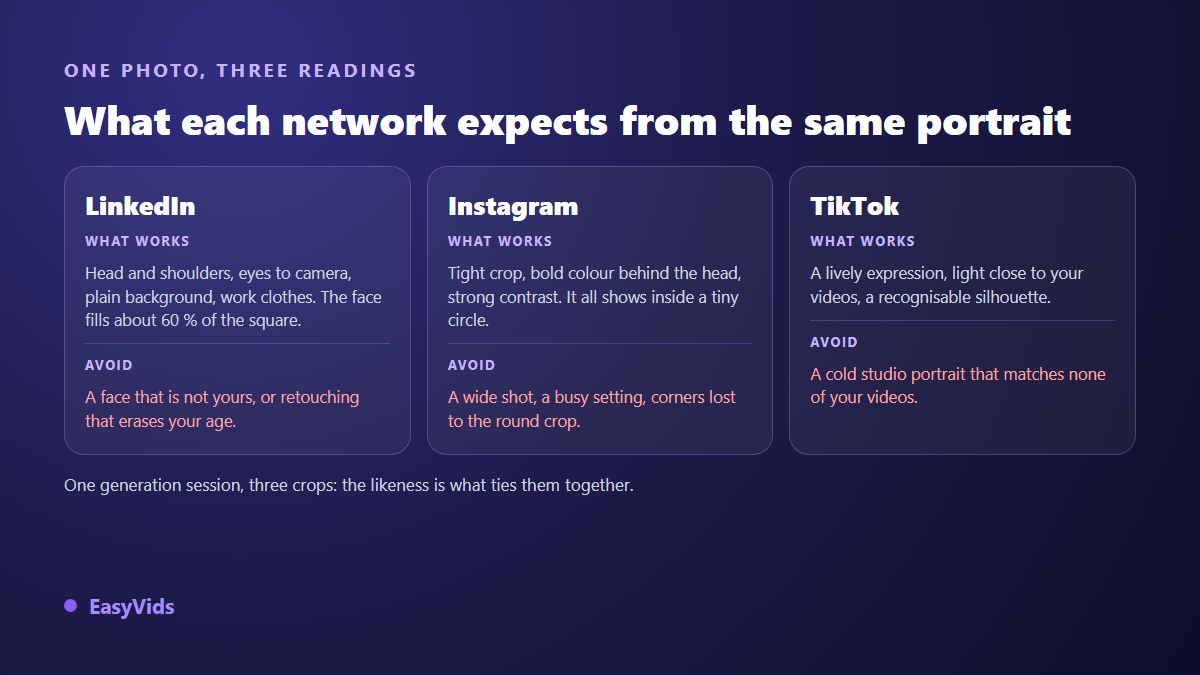 What LinkedIn, Instagram and TikTok each expect from an AI generated profile picture