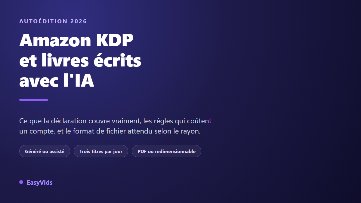 Amazon KDP et livres IA : les règles de déclaration et ce qui se vend vraiment en 2026
