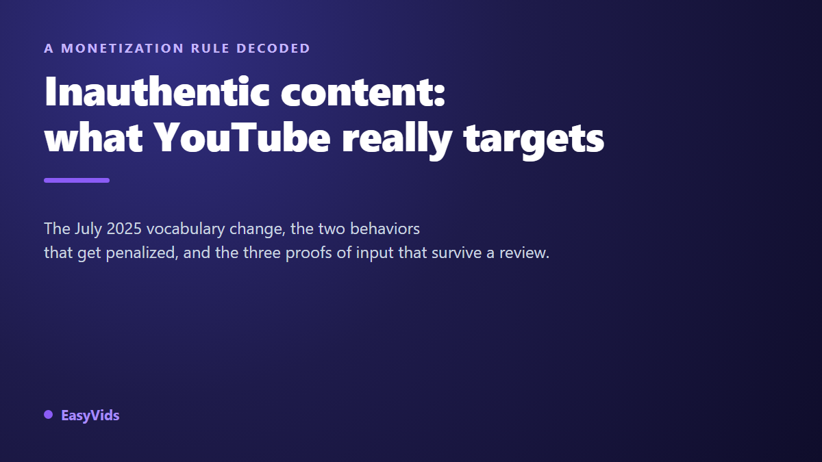 YouTube Inauthentic Content Policy Explained: How AI Channels Stay Monetised