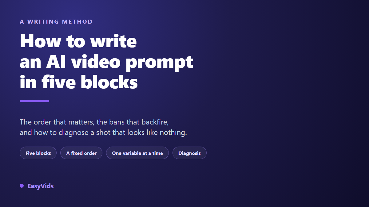 How to Write AI Video Prompts: The Five Block Method