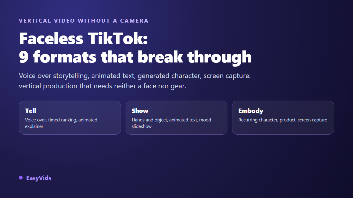 Faceless TikTok Account: 9 Formats That Blow Up in 2026