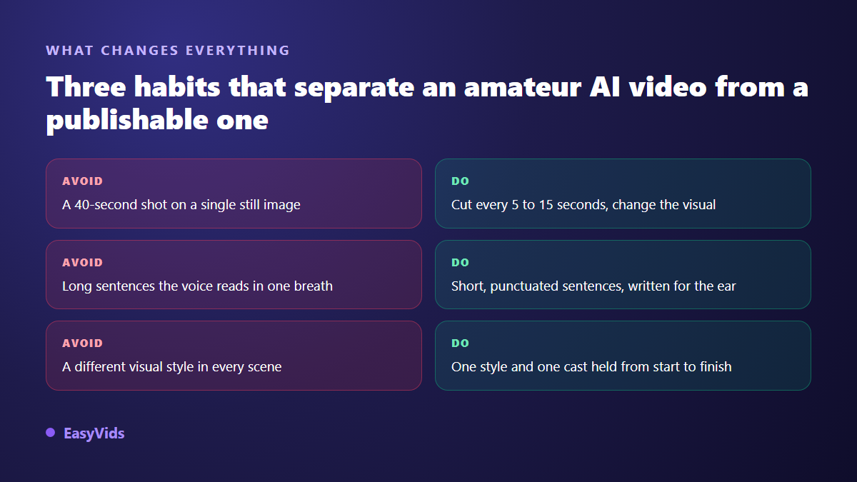 Common AI video mistakes compared with the right habits
