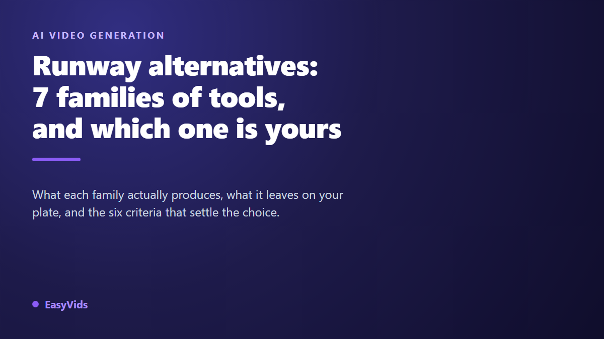 Runway Alternatives: The 7 Families of AI Video Generators and How to Pick Yours