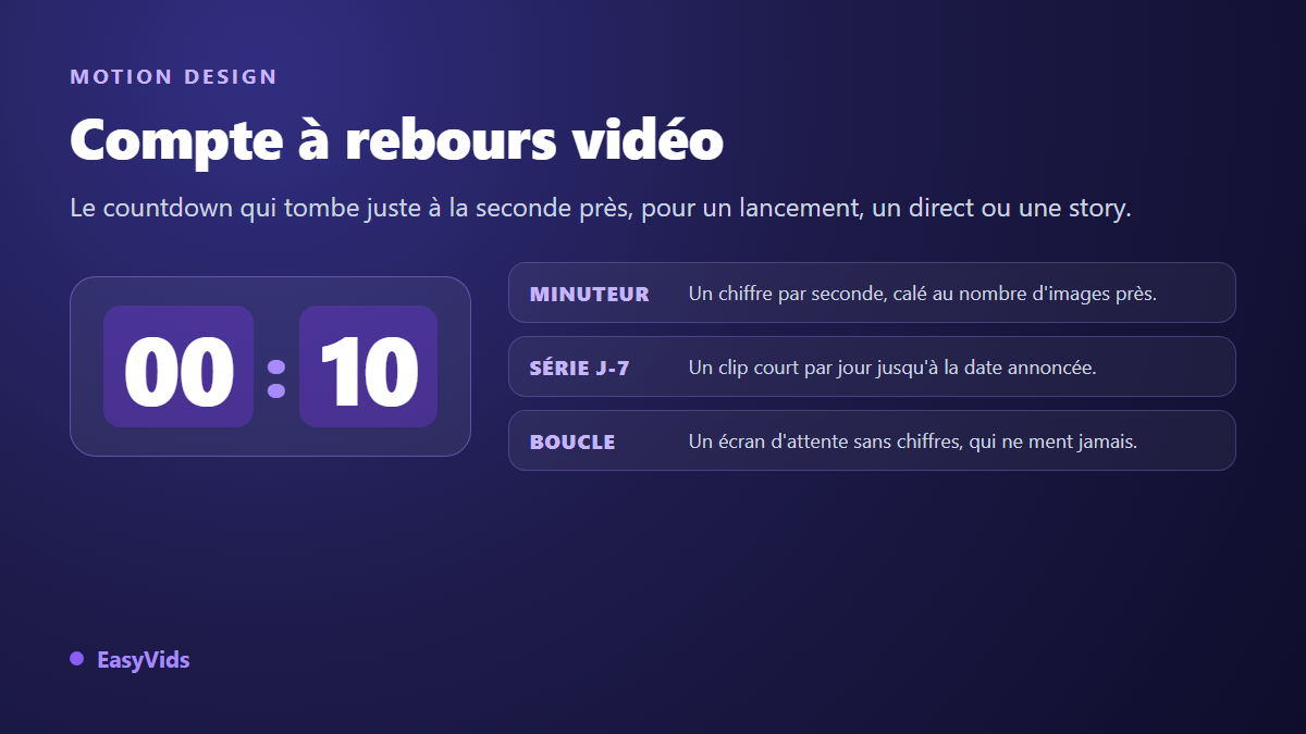 Compte à rebours vidéo : créer un countdown animé pour vos lancements et vos lives