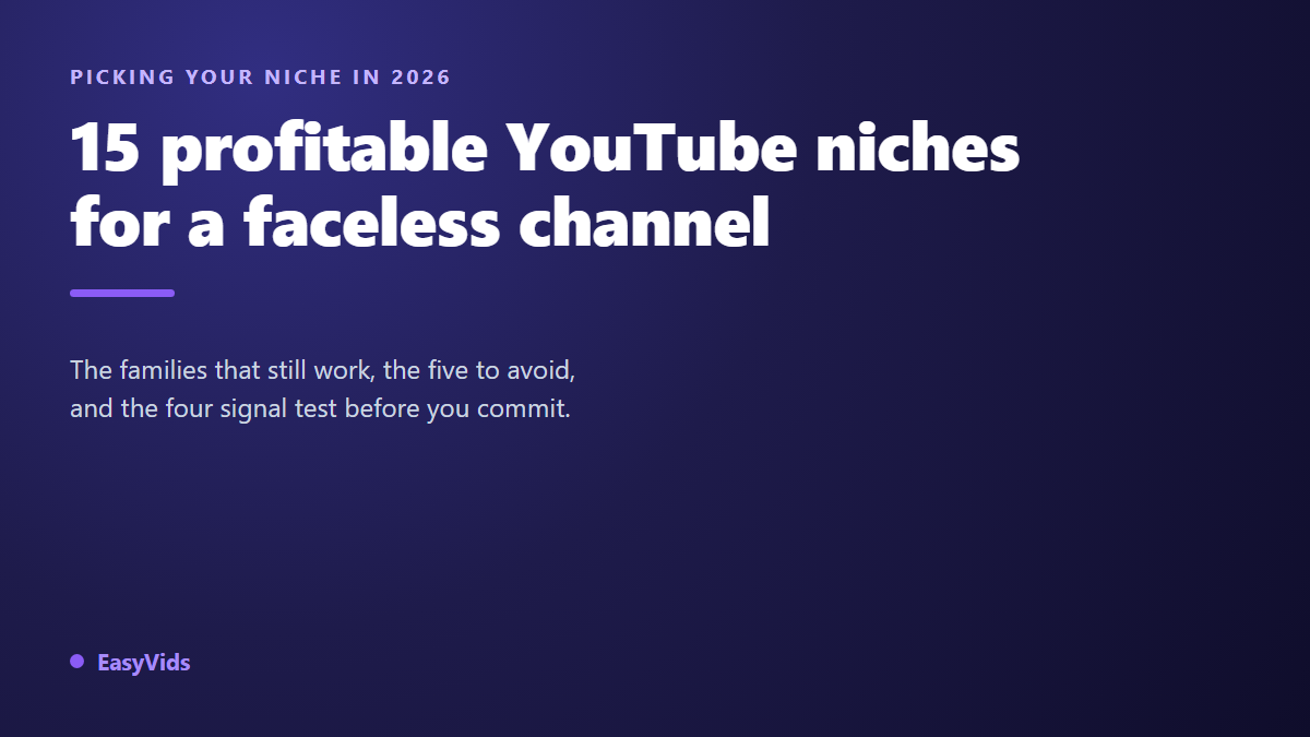 15 Profitable Faceless Channel Niches in 2026 (Plus 5 to Avoid)
